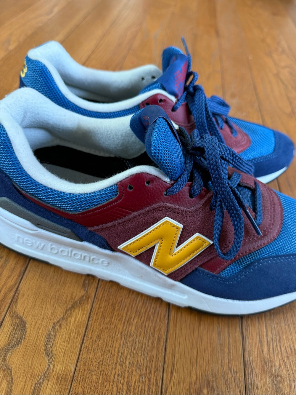 New Balance Blue, Burgundy & Yellow Sneakers